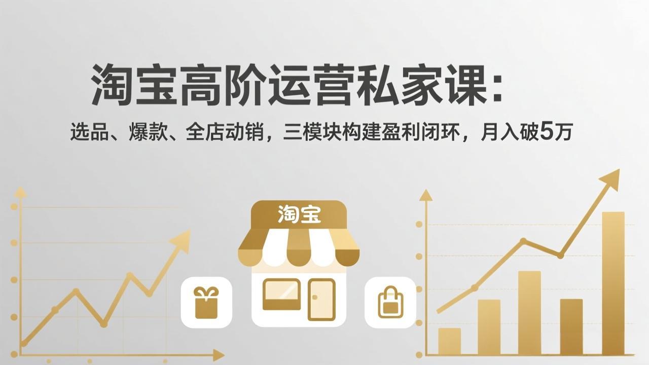 （18095期）淘宝高阶运营私家课（更新26年4月18）：选品、爆款、全店动销，三模块构建盈利闭环，月入破5万_豪客资源创业项目网-豪客资源_豪客资源库