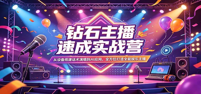 钻石主播速成实战营：从设备搭建话术演唱到AI应用，全方位打造全能娱乐主播_豪客资源创业网-豪客资源_豪客资源库