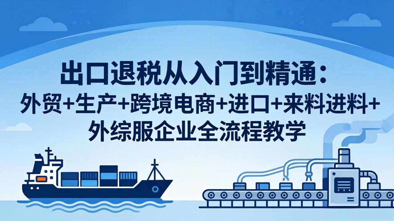 （18065期）出口退税从入门到精通：外贸+生产+跨境电商+进口+来料进料+外综服企业全流程教学_豪客资源创业项目网-豪客资源_豪客资源库