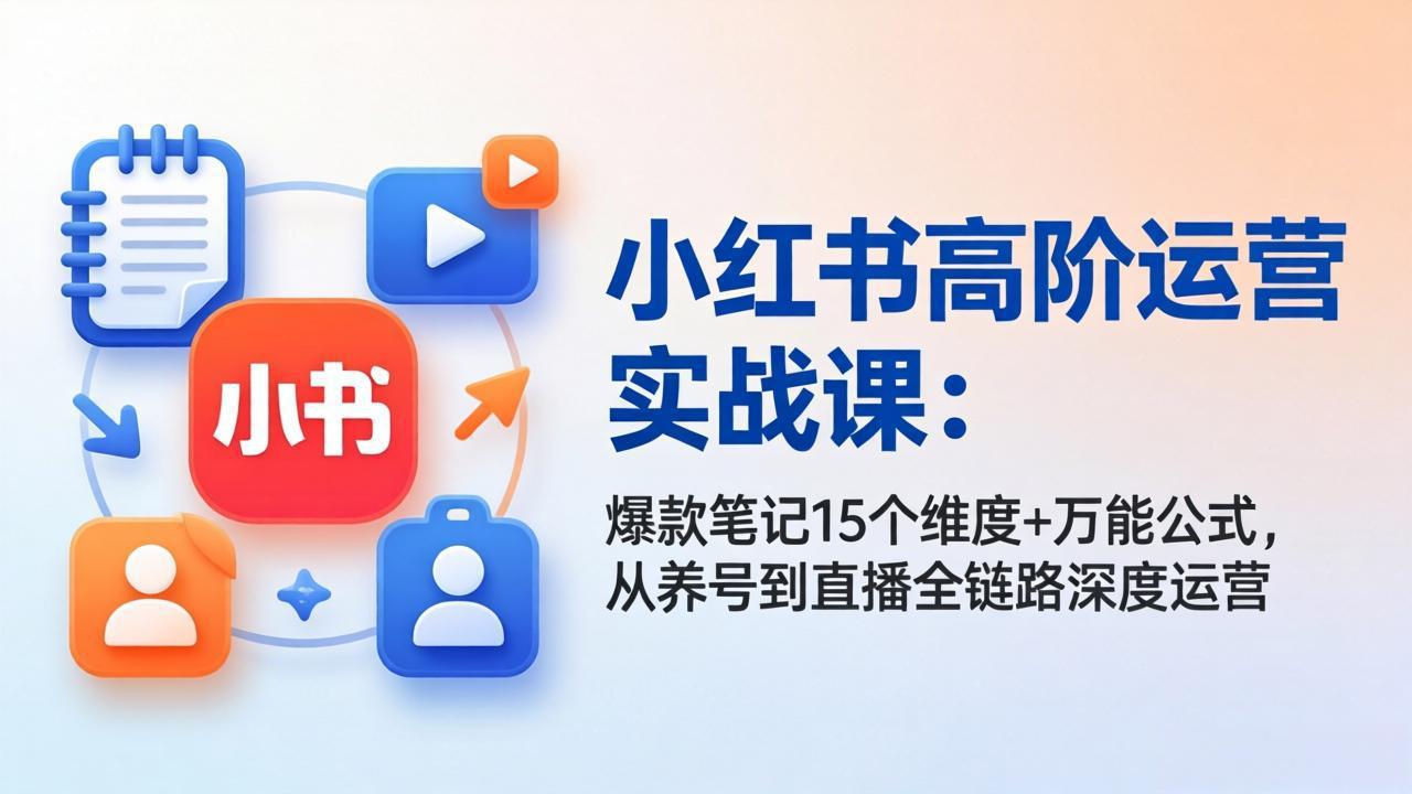 （17844期）小红书高阶运营实战课：爆款笔记15个维度+万能公式，从养号到直播全链路深度运营_豪客资源创业项目网-豪客资源_豪客资源库