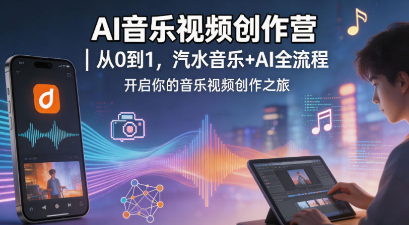 AI音乐视频创作营｜从0到1，汽水音乐+AI全流程，开启你的音乐视频创作之旅——豪客资源创业项目网-豪客资源_豪客资源库