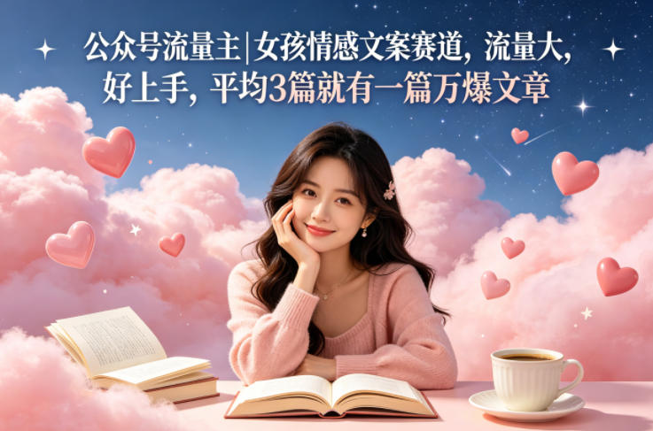 公众号流量主女孩情感文案赛道，流量大，好上手，平均3篇就有一篇万爆文章——豪客资源创业项目网-豪客资源_豪客资源库